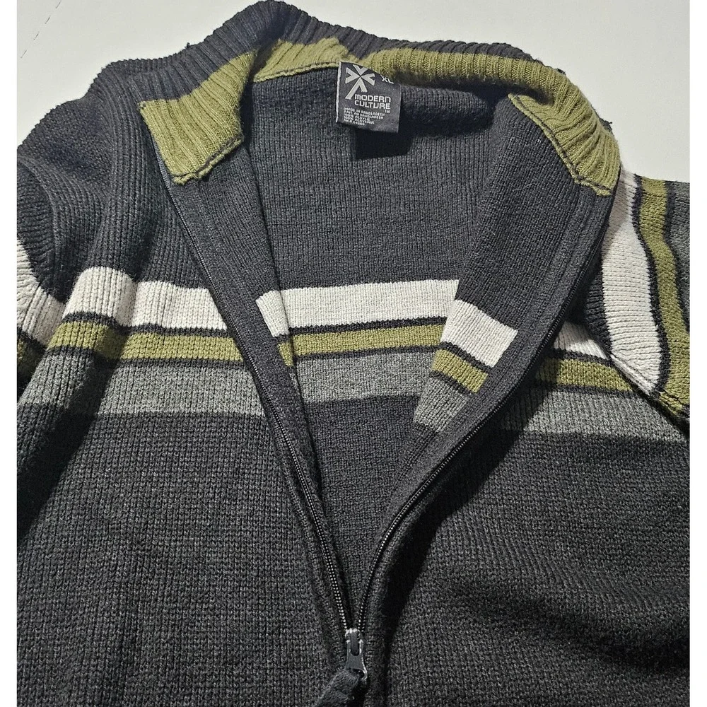 Modern Culture‎ Full Zip Cardigan Sweater Long Sleeve Mock Neck Mens Size XL